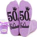 Bebila Birthday Gifts for Women Funny Socks for 30 40 50 60 70 Year Old Woman Birthday Gifts for Mom Sister Wife Friends (Purple)