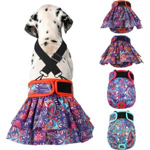 Washable Female Dog Diapers (4 Pack+1 Suspenders), Reusable Female Girl Doggy Doggie Puppy Wraps Panties Belly Band for Pet Heat Period Pooping Peeing Potty Training Incontinence Marking, Medium (Bohemian)