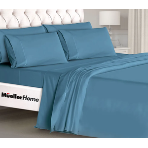 Mueller UltraTemp 6 PC Queen Sheet Set - Ultra-Soft Luxury Series, Cooling & Breathable Hotel Luxury Bed Sheets, Deep Pocket Wrinkle-Free Oeko-TEX, Denim