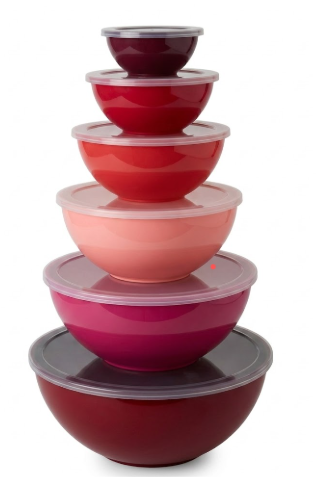 Core Kitchen 12 Piece Mixing Bowl Set With Lids - Red
