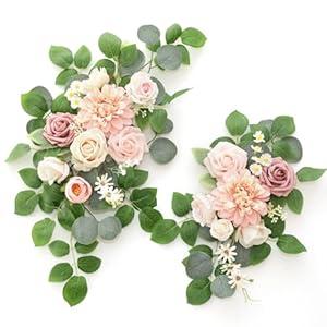 Flrunwu(Pack of 2 Artificial Flowers Decorations, Centerpieces for Wedding Reception Backdrop Decoration, Floral Decor Wall Home Entryway OutdoorDecorations (Pink)