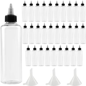 30 PCS 10 oz Plastic Squeeze Bottles, Round Dispensing Bottles with Twist Top Cap for Crafts, Kitchen, Household, Clear
