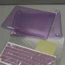 G JGOO Compatible with MacBook Air 13 Inch Case 2022 2021 2020 2019 2018 Release M1 A2337 A2179 A1932 Touch ID, Glitter Plastic Hard Shell Case + Keyboard Cover + Screen Protector, Sparkly Purple