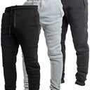 Ultra Performance 3 Pack Fleece Active Tech Joggers for Men, Mens Sweatpants with Zipper Pockets Large