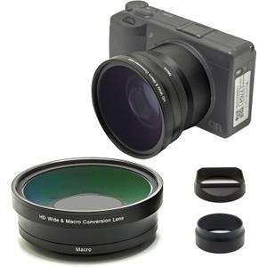 FotoZ 49mm 0.75x Wide Angle & Macro Conversion Lens, HD 2 in 1 Lens with Lens Hood, Lens & Filter Adapter Ring for Ricoh GR3X & GR3X HDF