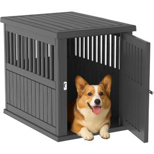 DRATO Dog Crate Furniture End Table Night Stand Furniture with Lockable Latch for Small to Large Dogs Side End Table, Modern Dogs Kennel Indoor (29.65 * 21.34 * 25.28, Black-1)