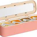 Clear Seasoning Box, 4 Packs Seasoning Rack Spice Pots, Condiment Jars Seasoning Box with Clear Covers and Spoons for Spice, Sugar, Salt, Pepper, Garlic Powder (Pink)