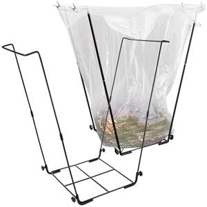 ZUQIAN 2 Pack Metal Trash Bag Holder, Garden Garbage Bag Holder for 30-45 Gallon Bags for Leaves, Yard Weeding, Camping, Lawn Party - Multi-Use Outdoor (Black)