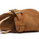 Toddler Suede Clogs with Strap Kids Suede Clogs Slippers Adjustable Straps for Boys Girls Indoor & Outdoor Slip-on Kids Shoes Brown (Brown)