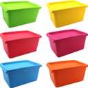 6 Pack Plastic Storage Bins with Lids, 6 Colors Stackable Storage Boxes | Portable clear containers fwith Lids or cheerleading hair bows, stackable for storage, display, travel and organization