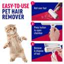 Pet Hair Remover Roller - Reusable Lint Roller for Dog & Cat Hair on Furniture, Couch, Carpet, Clothing - Eco-Friendly Portable Fur Remover Tool - Manual Operation - Plastic - White