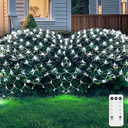 JMEXSUSS Outdoor Net Lights Waterproof, 12ft x 5ft Plug in with 8 Modes Remoter, 360 LED Net Lights for for Bush Patio Christmas Tree Decor (Clear Wire, Warm White)