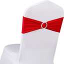 Wedding Red Chair Sashes 100 Pack Spandex Chair Bows Bands with Buckles for Party Birthday Bridal Shower Engagement Banquets Anniversary Christmas Outdoor Events Decorations (Red)