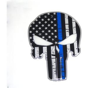 Punisher Thin Blue LINE USA Police Domed Decal Emblem CAR Sticker 3D 3"x 4"