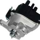 Ignition Distributor with Black Cap & Rotor Fits Honda Accord LX DX Prelude 2.2L L4 1992-1995 (OE: TD52U, DST17426)