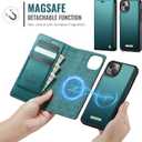 Wallet Case for iPhone 13 Compatible with Magsafe, 2-in-1 PU Leather Flip RFID Blocking Card Holder Stand Shockproof Magnetic Detachable Cover for iPhone 13 Case 6.1", Bluegreen