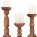 Farmhouse Wooden Candle Holders for Pillar Candles Set of 3, Rustic Wood Candle Holder Table Centerpiece Decor, 12'' 9'' 6'' Vintage Tall Candle Stand Decorative, Brown