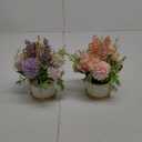 BEGONDIS Set of 2 LED Artificial Flowers Potted Fake Pink and Purple Flowers Hanging Potted Plants for Home Living Room Office Party Decor Decoration (Pink & Purple)