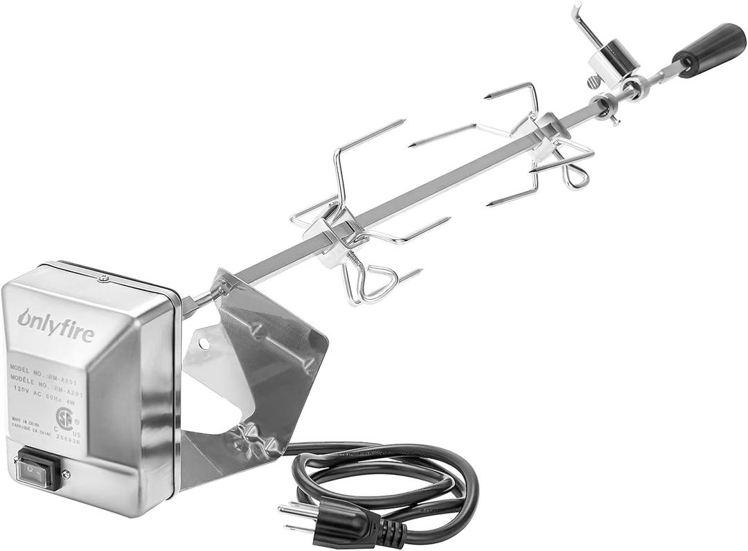 onlyfire Stainless Steel BBQ Rotisserie Kit for Weber Genesis 310/330(Year Under 2016), Spirit 310/330 Series Gas Grills - 3/8" Square Spit Rod