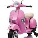 Best Ride On Cars Vespa Scooter, 12V Battery Powered Ride On Car - Electric Scooter for Kids with Leather Seat, Real Lights & Sounds, USB/AUX/SD Slot, Ages 2-5 Years Old, Pink, Large New