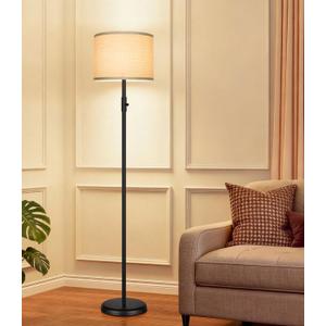 Floor Lamp Simple Design with Shade, Small Tall Lamps for Living Room Bedroom Office Dining Room Kitchen-Black