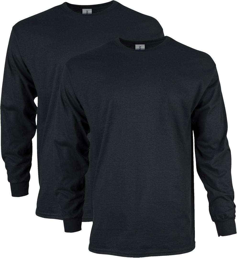 Gildan Adult Ultra Cotton Long Sleeve T-Shirt, Style G2400, Multipack (3X-Large, Black)