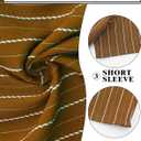TUNEVUSE Men Hawaiian Shirt Vintage Striped Shirt Short Sleeve Summer Beach Causal Cuban Collar Shirt with Pocket (Brown, XXXL)