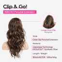 REECHO Ponytail Extension, 18" Claw Clip Ponytail Extension Wavy Ponytails Hair Extensions Jaw Clip on Pony Tails Natural Synthetic Hairpiece for Women Daily, Chocolate Brown with Highlights