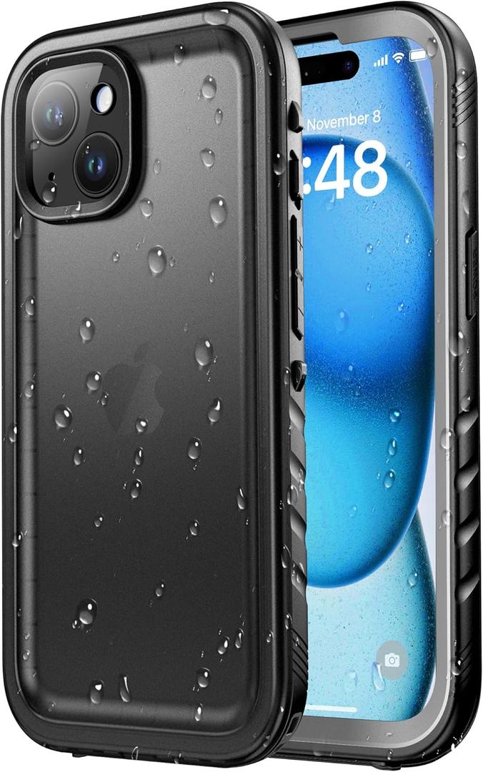 SPORTLINK for iPhone 15 Case - IP68 Waterproof Military Protective Full Body Heavy Duty Shockproof 360 Sealed Dustproof with Camera Screen Protector Phone Cover for i Phone 15 6.1" Black
