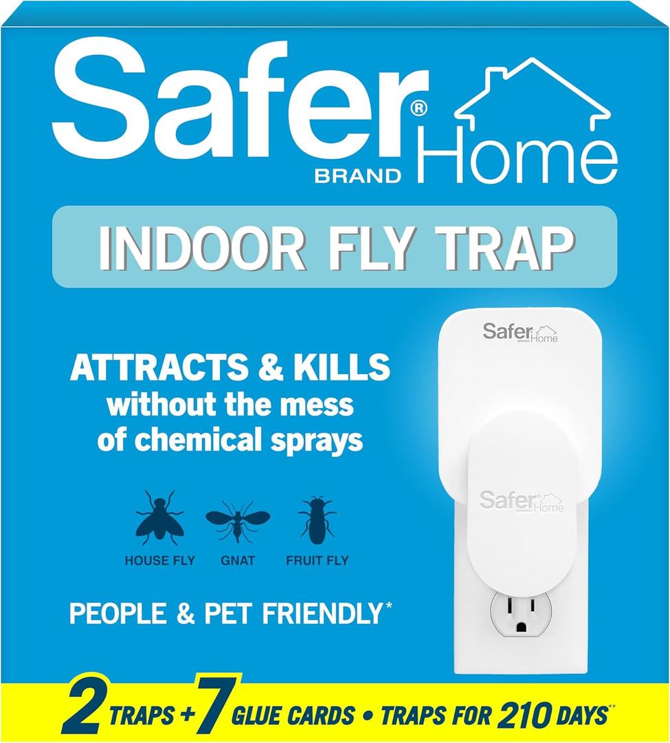 Safer Home Indoor Plug-in Fly Trap - SH502-2R7SR - Effective Fruit Fly Traps for Indoors, Gnat Traps for House Indoor, 400 Sq Ft Protection - Style: 2 Devices + 7 Glue Cards