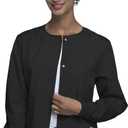 Cherokee scrubs jacket for women, Snap Front Warm-Up Jacket with 3 Pockets and Easy Care - 4350 (Medium, Black)