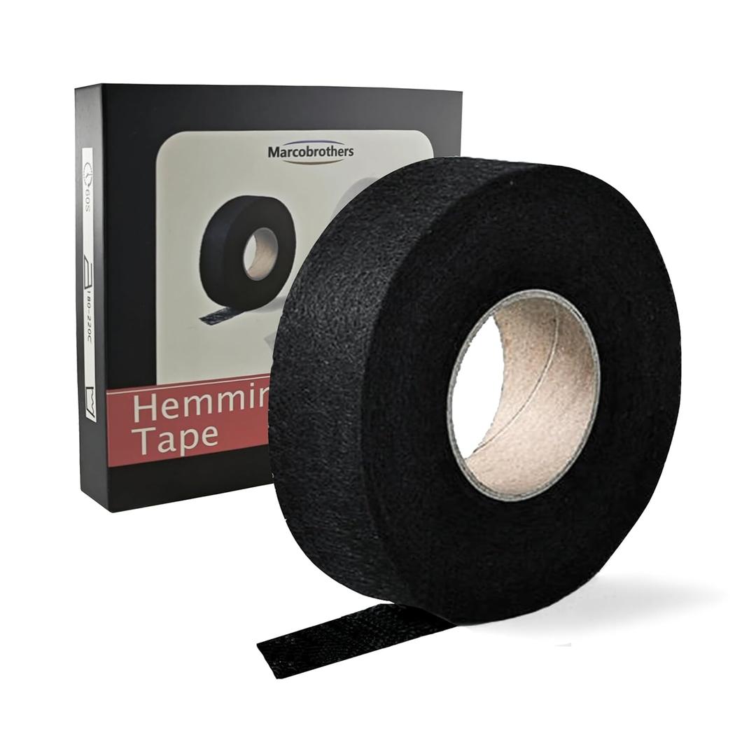 Marcobrothers Hemming Tape - 3/4 INCH x 32 Yards - Extra Strong - Iron-On Hem Tape Adhesive - 60GSM Hemming Tape for Pants, Iron Hem Tape No Sew, Washable Hem Adhesive Tape (Black, 32 Yard X 1 Roll)