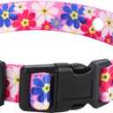 Rhea Rose 1 Inch Replacement Collar Strap Shock Collar with 2 Holes, Compatible with Nearly All Brands and Models of Underground Electric Dog Fences and Training Collars, Pink Daisy