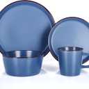 Plates and Bowls Sets, 16 Pieces Dinnerware Sets, Service For 4, Blue