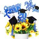 Pinkunn 20 Pcs 2026 Graduation Decorations Class of 2026 Graduation Table Centerpieces Glitter 3D Grad Cap Diploma Cake Topper Easy Assemble for 2026 Grad Party Supplies Decorations(Blue)