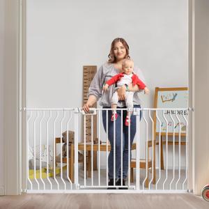 Mom's Choice GROWNSY Baby Gate, 57"-62" Auto-Close Dog Gate for Stairs & Doorways, Pressure-Mounted Easy Install Baby Gate - No Drill, Walk Through, Safe & Durable
