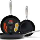 OXO Enhanced, 8" 10" and 12" 3 Piece Frying Pan Skillet Set, Healthy Ceramic Nonstick, PFAS-Free, Stainless Steel Handle, Dishwasher Safe, Oven Safe, Black