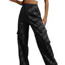 ZEPONUO Pants for Women High Waisted Casual Pants Baggy Y2k Straight Wide Leg Pants with Pockets Streetwear S