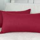 Aiking 2 Pieces of 12" x 24" Brushed 100% Polyester Decorative Lumbar Pillow Covers, Zipper Closure, Burgundy