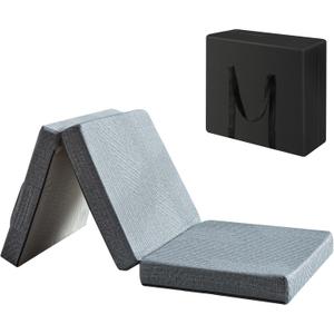 BDEUS Tri-Fold 3.95" Memory Foam Topper Full Size Portable Mat, Foldable Floor Mat for Adults & Kids, Washable CertiPUR-US Certified Cover, Lightweight for Travel/Camping/Yoga