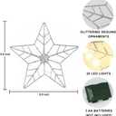 YEAHOME Christmas Tree Topper, Silver Glittered Hollow 5-Point Star Tree Topper for Christmas Tree Decorations, Lighted Wire Star with 20 LED Lights for Christmas Treetop, Xmas Tree Topper with Timer