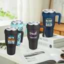 2 x Sursip 40 oz Insulated Tumbler with Handle and Straw-Stainless Steel Vacuum Insulated Mug,Gifts for Women Men Him Her,Iced Tea or Coffee,Drinks Cold up to 24 Hours,Fit Car Holder(Black)