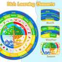 Smikoo Baby Crawling Play Mat for Floor, Cotton Educational Tummy Time Area Rug for Learning Month Weather Season, Round Non-Slip Super Soft Playmat for Playing Gym Activity for Infants Toddlers