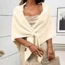 Women's Pashmina Shawl Wraps for Evening Dresses Wedding Bridal Open Front Poncho Cape Soft Large Scarf (Beige)