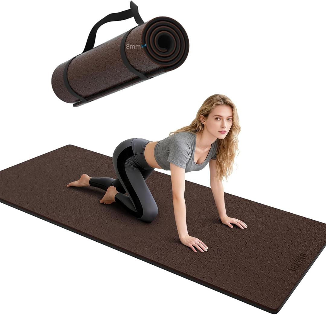 Yoga Mat Thick8mmExercise Mat Non Slip Anti-tear,Pilates Mat for Men and Women,Workout Mats for Home,Barefoot Workouts and Floor Exercise,with Carrier Strap(71"x 24")