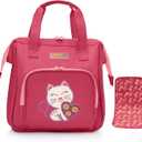 HappyVk- Baby Doll Diaper Bag with Doll Changing Pad- Handbag for Girls- Cat Luminous Embroidery
