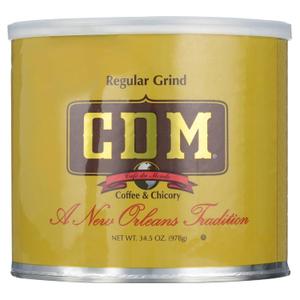 CDM Ground Coffee & Chicory Regular Grind, 34.5oz Can (Pack of 1) (EXP 05/20/28)