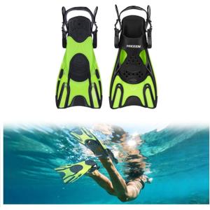 Hikeen Adjustable Snorkel Fins,Short Snorkeling Fins for Adults Men Women Open Heel Swimming Fins, Lightweight Swim Flippers with Mesh Bags, Size: ML/XL (US 9-13)