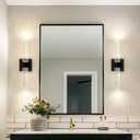 Black Modern LED Wall Sconce - 18 Inch Wall Sconces Set of Two 4000K Dimmable Crystal Sconce Wall Lighting Indoor Wall Mount Bathroom Vanity Light Fixtures for Bedroom Living Room, 12W