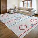 9x12 Area Rugs Washable Rug for Living Room Hockey Rink Hockey Rink Box Carpet for Dining Room Rubber Backed Non-Slip Carpets for Bedroom Office
